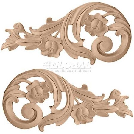 Ekena Millwork Ekena Millwork ONL09X04X01ROLW 9.75 in. W x 4.75 in. H x .75 in. D Each Side Medium Rose Scrolls Pair; Lindenwood ONL09X04X01ROLW